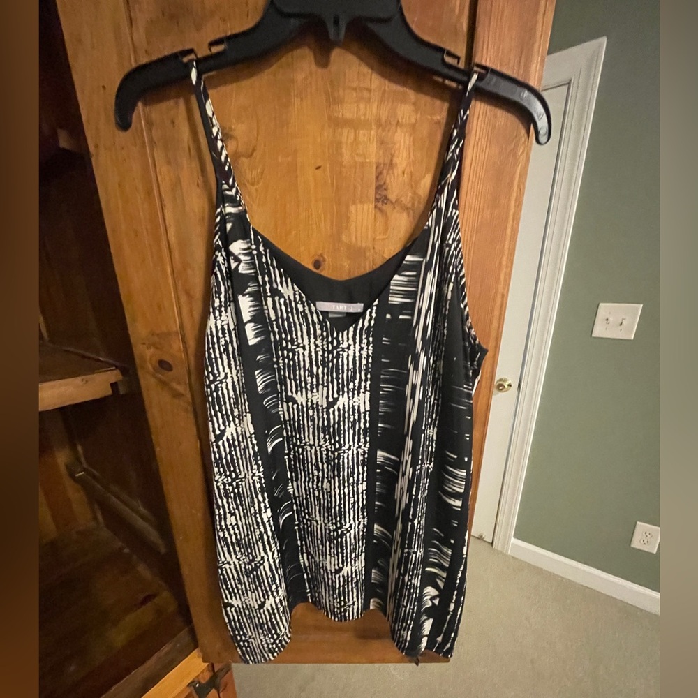 TART Collections Black Cream Abstract Print Camisole Tank Top | M